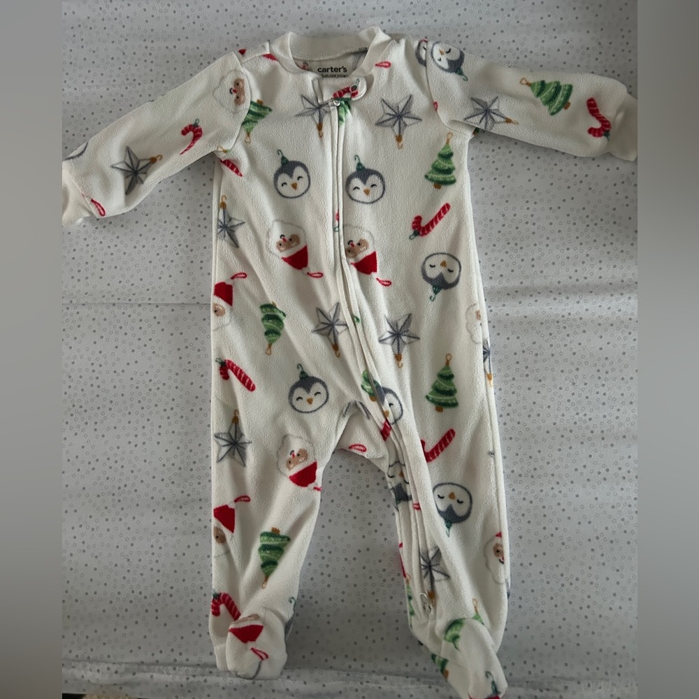 Carter's Holiday Penguin and Tree Print Footie